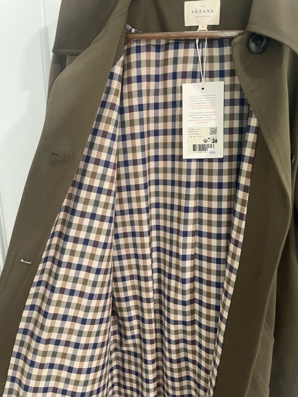 NWT Sezane Clyde Trench Coat in Dark Green - Picture 5 of 5
